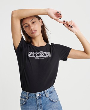 Superdry Premium Brand Embroidered Női Pólók Fekete | FULCH8596